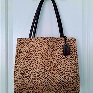 Neiman Marcus Cheetah Leopard Print Tote Bag Purse